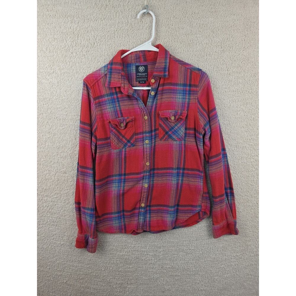 American Eagle AEO Womens Long Sleeve Flannel Favorite Fit Size M
